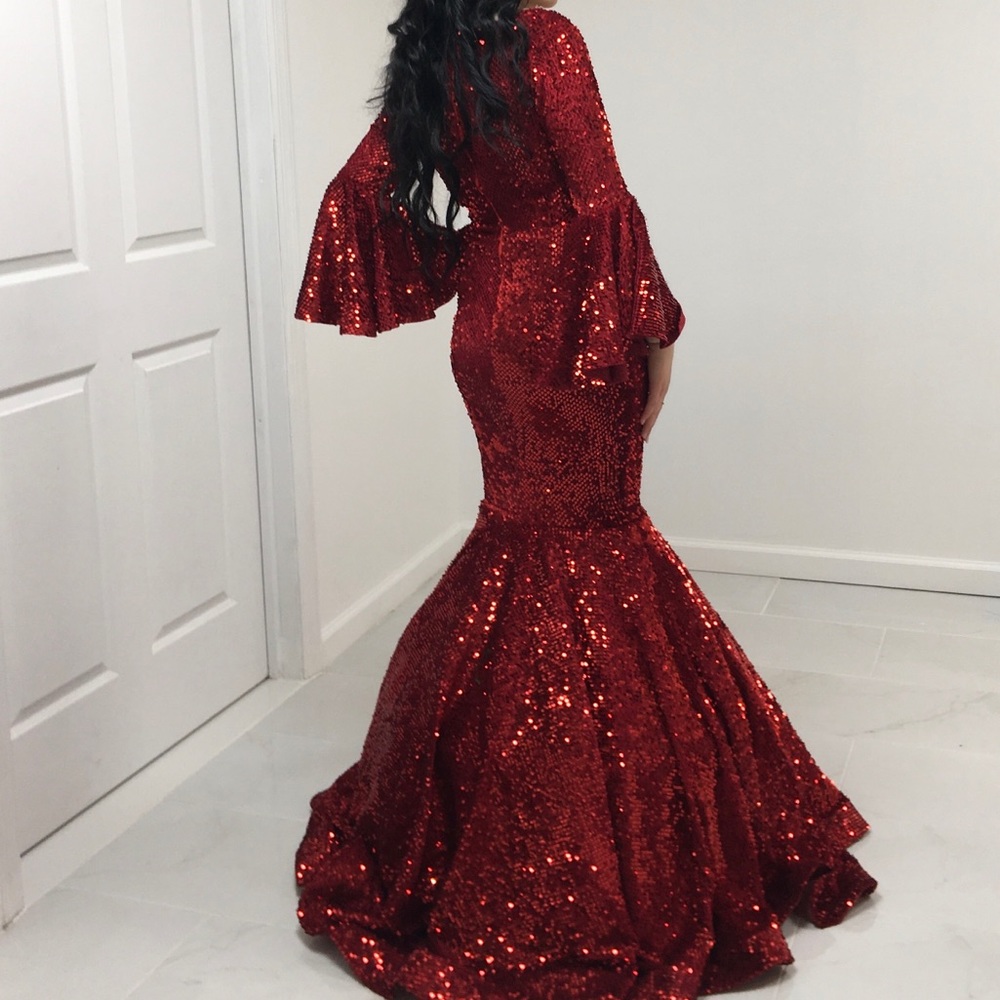 Red prom dress / gown wedding mermaid style